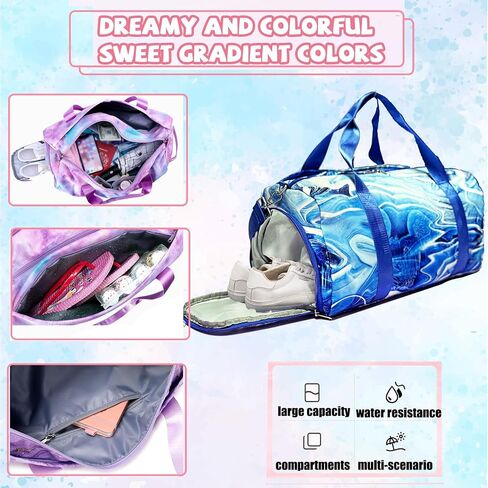 Dance Bag Girls Duffle Bag Girls Sleepover Overnight Weekender Bag Girls Cheer Bag Girls Gym Gymnastics Bag with Shoe Compartment and Wet Pocket in Saudi Arabia