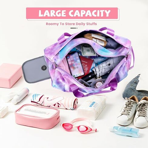 Dance Bag Girls Duffle Bag Girls Sleepover Overnight Weekender Bag Girls Cheer Bag Girls Gym Gymnastics Bag with Shoe Compartment and Wet Pocket in Saudi Arabia
