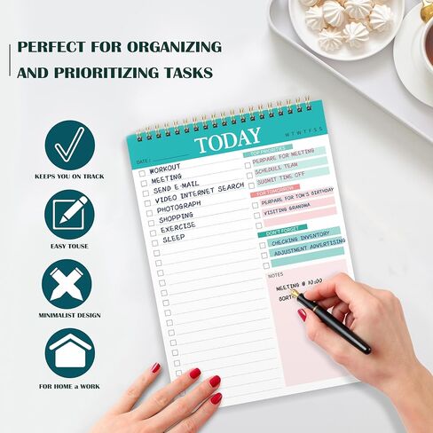 مفكرة قائمة المهام - قائمة المهام للعمل مع 52 ورقة، 6.9 بوصة × 9.9 بوصة، دفتر قائمة المهام، لوحة ملاحظات يومية غير مؤرخة، مخطط قائمة المهام، منظم دفتر الملاحظات المرجعي in Kuwait