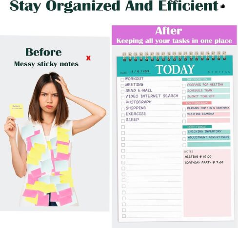 مفكرة قائمة المهام - قائمة المهام للعمل مع 52 ورقة، 6.9 بوصة × 9.9 بوصة، دفتر قائمة المهام، لوحة ملاحظات يومية غير مؤرخة، مخطط قائمة المهام، منظم دفتر الملاحظات المرجعي in Kuwait