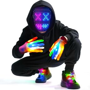 3 حزمة Halloween LED Mask مع استشعار الإيماءات ، والضوء الملون قفازات الهيكل العظمي وأرباح توهج لملحقات الأزياء Cosplay Cosplay Assume in Saudi Arabia
