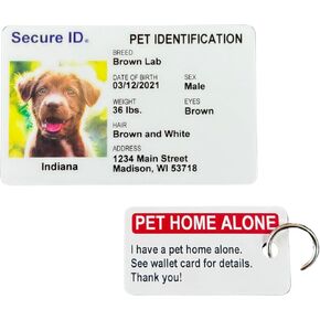 Pet ID Card Dog Cat Emergency Contact Card for Pets - Home Alone Instructions PVC with Key Tag Secure ID, LLC in Saudi Arabia