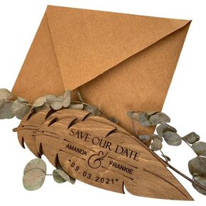 Pack of 15 Wooden Save the Dates for Weddings Magnets, Wooden Save the Date Magnet with Backing Cards and Envelopes in Saudi Arabia