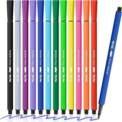 Mr. Pen- Felt Tip Pens ، 12 Pack ، Alged Love Tip Pens in Saudi Arabia