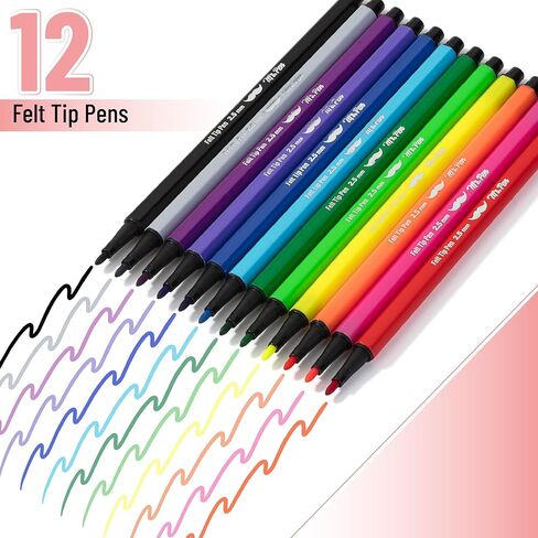 Mr. Pen- Felt Tip Pens ، 12 Pack ، Alged Love Tip Pens in Saudi Arabia