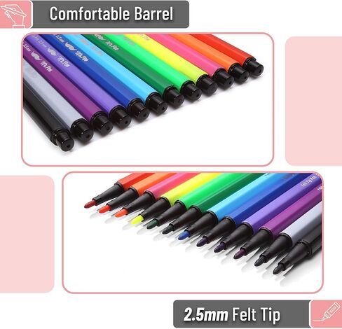 Mr. Pen- Felt Tip Pens ، 12 Pack ، Alged Love Tip Pens in Saudi Arabia