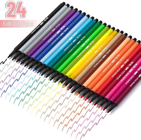 Mr. Pen- Felt Tip Pens ، 24 Pack ، Alged Love Tip Pens in Kuwait