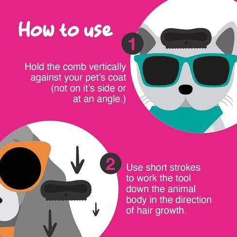 Deshedding & Grooming Brush for Dogs, Cats, Horses & Rabbits - Gentle & Effective Pet Grooming Tool, Wide Shallow Comb, Smooth Groomer for Cats, Dogs and Horses, Combs for Grooming Animal in Saudi Arabia