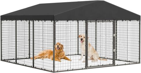 10×10×6 FT Large Outdoor Dog Kennel,Heavy Duty Dog Cage with Double Locks,Outdoor Dog Kennel with UV-Resistant Waterproof Roof Cover for Outside in Saudi Arabia