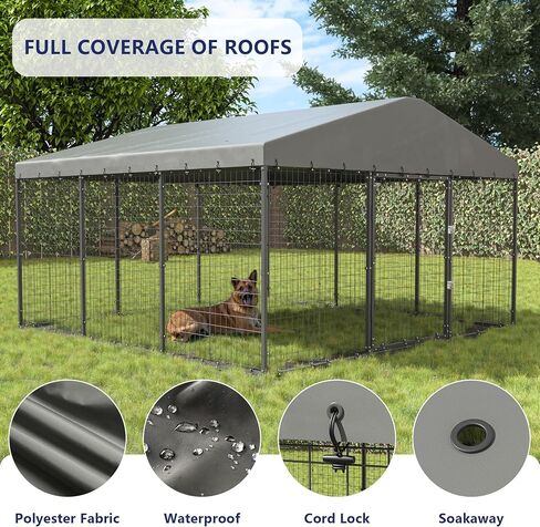 10×10×6 FT Large Outdoor Dog Kennel,Heavy Duty Dog Cage with Double Locks,Outdoor Dog Kennel with UV-Resistant Waterproof Roof Cover for Outside in Saudi Arabia