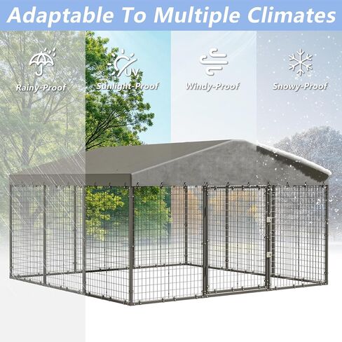10×10×6 FT Large Outdoor Dog Kennel,Heavy Duty Dog Cage with Double Locks,Outdoor Dog Kennel with UV-Resistant Waterproof Roof Cover for Outside in Saudi Arabia