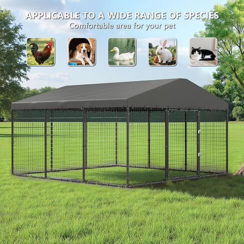 10×10×6 FT Large Outdoor Dog Kennel,Heavy Duty Dog Cage with Double Locks,Outdoor Dog Kennel with UV-Resistant Waterproof Roof Cover for Outside in Saudi Arabia
