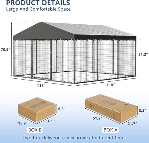 10×10×6 FT Large Outdoor Dog Kennel,Heavy Duty Dog Cage with Double Locks,Outdoor Dog Kennel with UV-Resistant Waterproof Roof Cover for Outside in Saudi Arabia