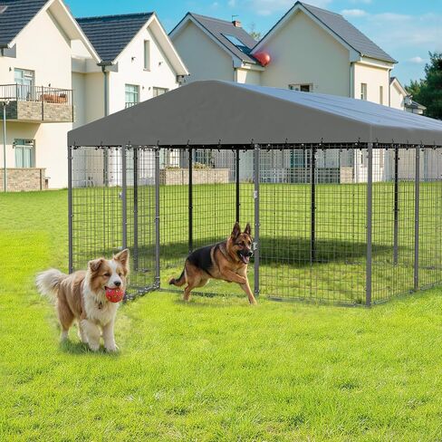 10×10×6 FT Large Outdoor Dog Kennel,Heavy Duty Dog Cage with Double Locks,Outdoor Dog Kennel with UV-Resistant Waterproof Roof Cover for Outside in Saudi Arabia