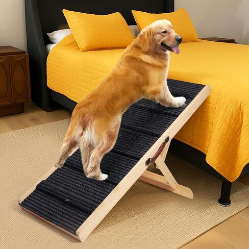 Dog Ramp for Bed Couch Folding Pet Ramps for Small Medium Dogs to Get on Bed, Up to 70 lbs, Adjustable Height 24", 43.3" Long in Kuwait