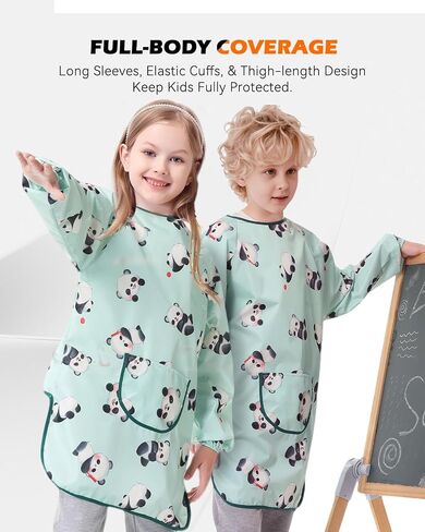Kids Art Smock Long Sleeve Painting Apron - Waterproof Artist Doodle Shirt for Children in Kuwait