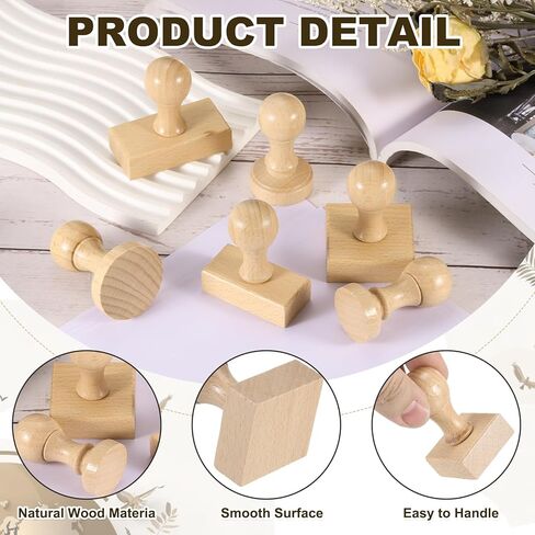 Patikil 60 × 30 مم مقبض مستدير ختم خشبي ، 1 PCS ختم خشبي يركع الخشب الزان ختم فارغ لتصنيع DIY مذكرات بطاقة قصاصات ، لون الخشب in Saudi Arabia