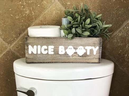Nice booty bathroom sign. Halloween bathroom. Behind toilet. Ghost bathroom decor. Bathroom sign. Halloween farmhouse decor. Ghost decor. 12 x 5.6 x 4.1 in Saudi Arabia