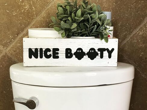 Nice booty bathroom sign. Halloween bathroom. Behind toilet. Ghost bathroom decor. Bathroom sign. Halloween farmhouse decor. Ghost decor. 12in x 4.88 x 3.62in in Saudi Arabia
