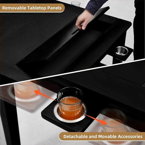 Solid Wood Board Game Table for 4-6 Players,Dining/Gaming Table w/ 54"x31" Big Gaming Space and Removable Top,Includes Game Mat, 6*Cup Holders & Hobby Tray, Warm Walnut in Saudi Arabia