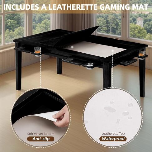 Solid Wood Board Game Table for 4-6 Players,Dining/Gaming Table w/ 54"x31" Big Gaming Space and Removable Top,Includes Game Mat, 6*Cup Holders & Hobby Tray, Warm Walnut in Saudi Arabia