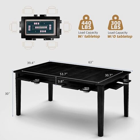 Solid Wood Board Game Table for 4-6 Players,Dining/Gaming Table w/ 54"x31" Big Gaming Space and Removable Top,Includes Game Mat, 6*Cup Holders & Hobby Tray, Warm Walnut in Saudi Arabia