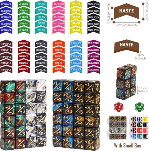 110 قطعة من القدرات MTG TOKENS 12 مم عدادات النرد المميزة للسحر ، MTG Life Counter Buff Tokens مع Box ، متوافقة in Kuwait