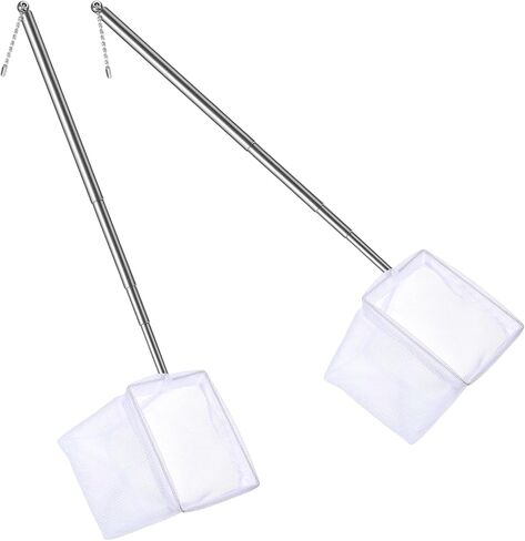 2 Pack 3 Inch Aquarium Net Small Fish Net Aquarium Shrimp Nets with Extendable Stainless Steel Handle Fine Tank Tool Mesh for Shrimp, Baby Fish, Food Residue Debris Skimming in Kuwait