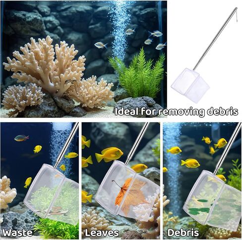 2 Pack 3 Inch Aquarium Net Small Fish Net Aquarium Shrimp Nets with Extendable Stainless Steel Handle Fine Tank Tool Mesh for Shrimp, Baby Fish, Food Residue Debris Skimming in Kuwait