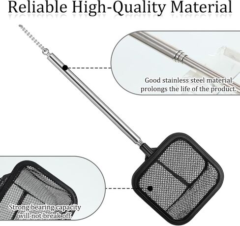 Aquarium Shrimp Net, Shrimp Skimming Aquarium Nets with Extendable Stainless Steel Handle Fish Net for Fish Tank Aquariums Small Ponds Baby-Fish Food Residue Debris, Retractable 7.8-18 Inches Long in Saudi Arabia