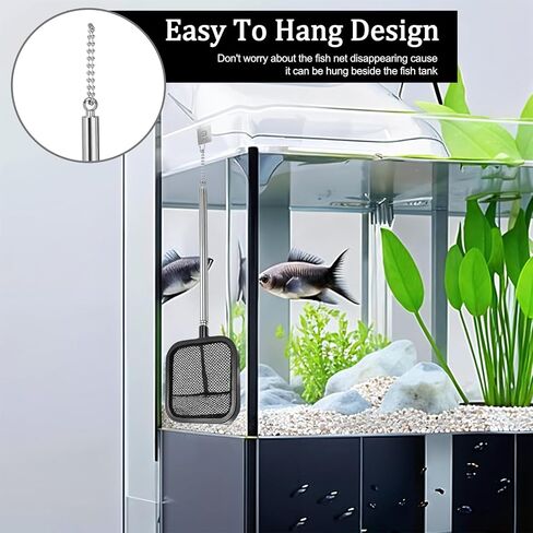 Aquarium Shrimp Net, Shrimp Skimming Aquarium Nets with Extendable Stainless Steel Handle Fish Net for Fish Tank Aquariums Small Ponds Baby-Fish Food Residue Debris, Retractable 7.8-18 Inches Long in Saudi Arabia