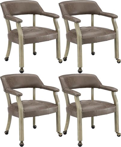 مجموعة Leemtorig من كراسي تناول الطعام مع عجلات وذراعين ، كراسي كبيرة لتناول الطعام مع عجلات ، كراسي طاولة البوكر لهجة ، كراسي بوس الخشب الصلبة ، أرجل الكرز والزرقاء SY-1533-LB in Kuwait