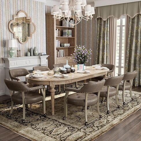 مجموعة Leemtorig من كراسي تناول الطعام مع عجلات وذراعين ، كراسي كبيرة لتناول الطعام مع عجلات ، كراسي طاولة البوكر لهجة ، كراسي بوس الخشب الصلبة ، أرجل الكرز والزرقاء SY-1533-LB in Kuwait