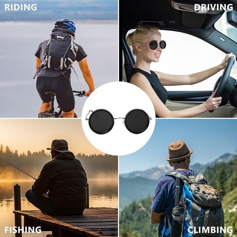 1-9 Adjustable Tint Sunglasses with Polarized Moonglass ND Filter Lenses - Round Frame UV400 Eyewear for Men & Women, Driving Fishing Travel, Hard Case Included in Saudi Arabia