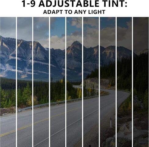 1-9 Adjustable Tint Sunglasses with Polarized Moonglass ND Filter Lenses - Round Frame UV400 Eyewear for Men & Women, Driving Fishing Travel, Hard Case Included in Saudi Arabia