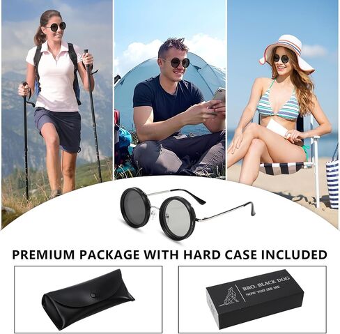 1-9 Adjustable Tint Sunglasses with Polarized Moonglass ND Filter Lenses - Round Frame UV400 Eyewear for Men & Women, Driving Fishing Travel, Hard Case Included in Saudi Arabia