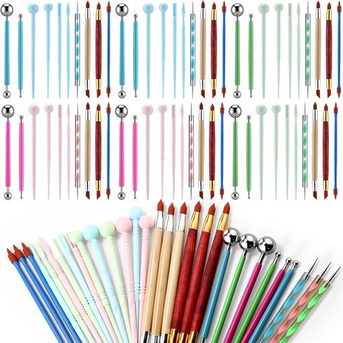 Teenyyou 60 Pcs Polymer Clay Tools Set Dotting Modeling Clay Sculpting Tools Double Ended Embossing & Modeling Kit for Pottery Mandalas Nail Rock Painting in Saudi Arabia