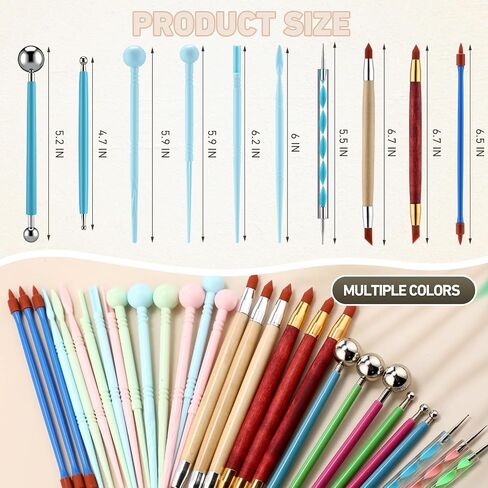 Teenyyou 60 Pcs Polymer Clay Tools Set Dotting Modeling Clay Sculpting Tools Double Ended Embossing & Modeling Kit for Pottery Mandalas Nail Rock Painting in Saudi Arabia