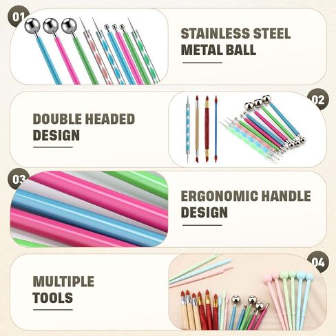 Teenyyou 60 Pcs Polymer Clay Tools Set Dotting Modeling Clay Sculpting Tools Double Ended Embossing & Modeling Kit for Pottery Mandalas Nail Rock Painting in Saudi Arabia