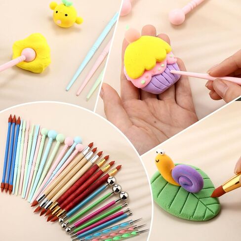 Teenyyou 60 Pcs Polymer Clay Tools Set Dotting Modeling Clay Sculpting Tools Double Ended Embossing & Modeling Kit for Pottery Mandalas Nail Rock Painting in Saudi Arabia