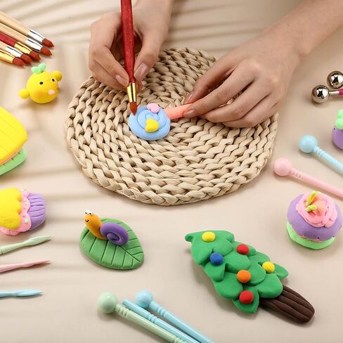 Teenyyou 60 Pcs Polymer Clay Tools Set Dotting Modeling Clay Sculpting Tools Double Ended Embossing & Modeling Kit for Pottery Mandalas Nail Rock Painting in Saudi Arabia