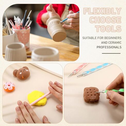 Teenyyou 60 Pcs Polymer Clay Tools Set Dotting Modeling Clay Sculpting Tools Double Ended Embossing & Modeling Kit for Pottery Mandalas Nail Rock Painting in Saudi Arabia