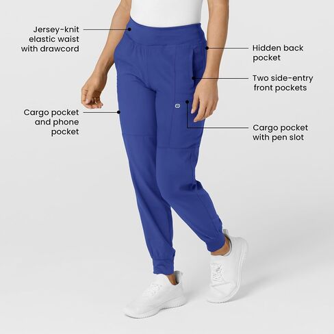 WonderWink W123 Women’s Comfort Waist Cargo Jogger Pant — Galaxy Blue, L Petite in Saudi Arabia