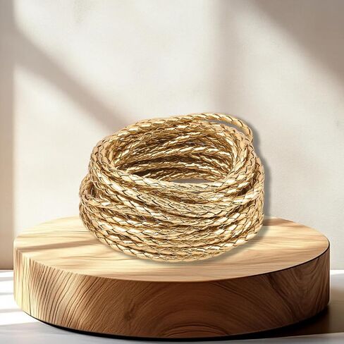 GORGECRAFT 5.5 Yard PU Leather Cord 8mm Metallic Round Braided Bolo Leather Cord Gold Leatherette Strip Braiding Antique Strap for DIY Crafts Bracelet Choker Necklace Anklets Keychain Jewelry Making in Saudi Arabia