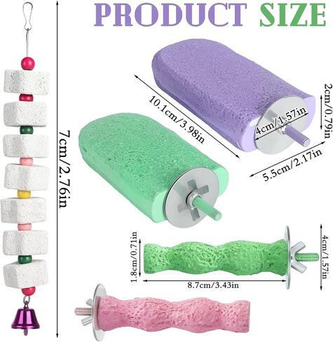 5 Pcs Bird Beak Grinding Stone and Bird Chewing Toy,Parrot Beak Grinding Calcium Stone with Bells,Cage Toys for Budgies,Parakeets,Cockatiels in Saudi Arabia