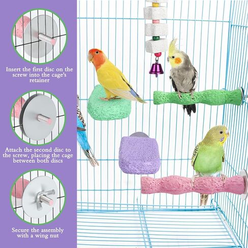 5 Pcs Bird Beak Grinding Stone and Bird Chewing Toy,Parrot Beak Grinding Calcium Stone with Bells,Cage Toys for Budgies,Parakeets,Cockatiels in Saudi Arabia
