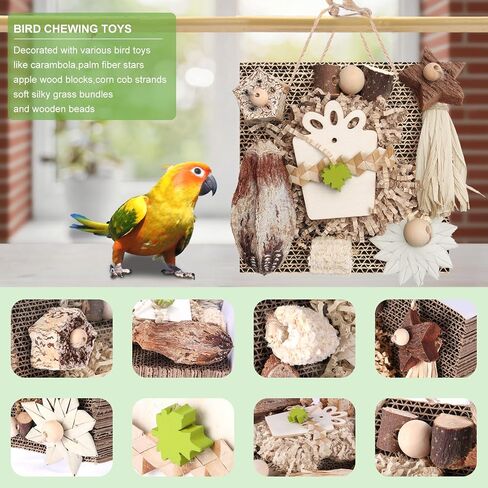 ألعاب Bird Kyouki ، ألعاب الببغاء ، لعبة الببغاء ، Conure معلقة من الورق المقوى القابل للمضغ مناسبة للببدينات ، الكوكاتيل ، طيور الحب ، مخططات الشمس - وغيرها من الببغاوات الصغيرة/المتوسطة (متوسطة) in Kuwait