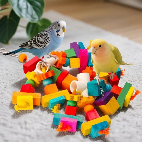 لعبة الببغاء الكبيرة Kyouki ، ألعاب الطيور للكوكاتو ، Macaws ، الرمادي الأفريقي ، الببغاوات الأمازون ، conurs ، طيور الحب ، الكتل الخشبية الطبيعية متعددة الألوان مضغ ألعاب الطيور القفص (ملونة) in Kuwait