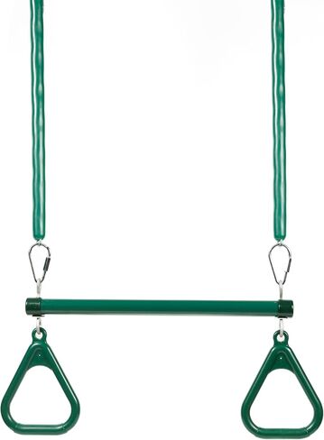 Playet Trapeze Bar و Gym Rings Kit ، الأخضر ، مع سلاسل زنك ناعمة 42 بوصة لصالح رياضات الغاب ومجموعات الأرجوحة 1 PK (Kit-Gn42CSTZ) in Saudi Arabia