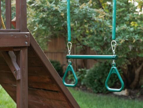 Playet Trapeze Bar و Gym Rings Kit ، الأخضر ، مع سلاسل زنك ناعمة 42 بوصة لصالح رياضات الغاب ومجموعات الأرجوحة 1 PK (Kit-Gn42CSTZ) in Saudi Arabia